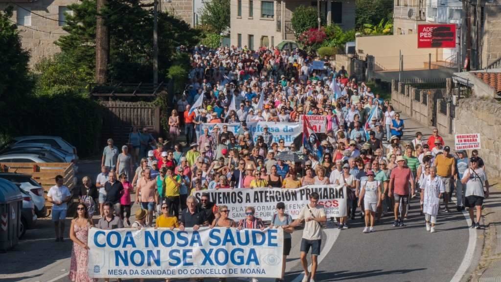 Manifestación deste domingo en Moaña, a nonaxésimo sexta consecutiva. (Foto: Europa Press)
