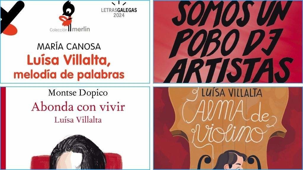 Detalles das capas dos catro libros editados por Xerais sobre a vida e obra de Luísa Villalta.