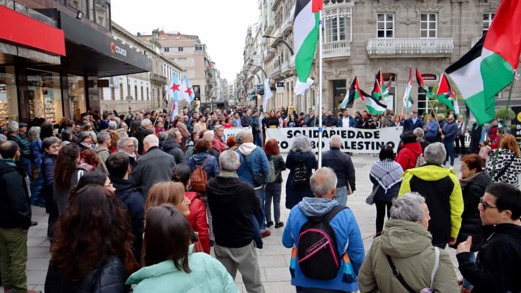 Concentración de apoio a Palestina decorrida esta cuarta feira en Vigo. (Foto: Nós Diario)