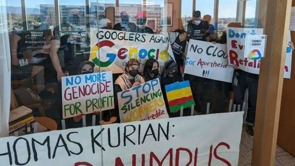Protesta do persoal de Google (Foto: Attaullah khogyani).