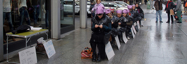 Acción de #BoikotInditex na Coruña