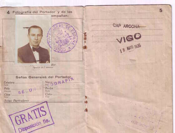 Pasaporte de Xosé Dominguez