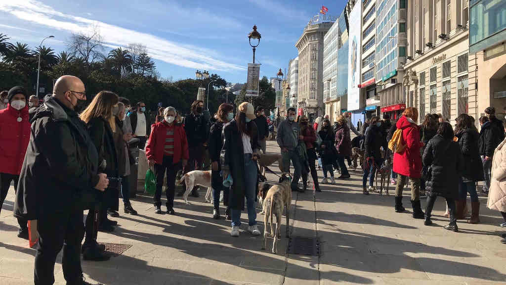 Protesta convocada pola Plataforma Non á Caza na Coruña (Foto: Europa Press).