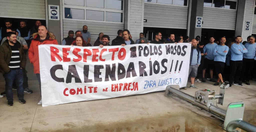 Protesta do persoal de Zara Loxística (Foto: Nós Diario).