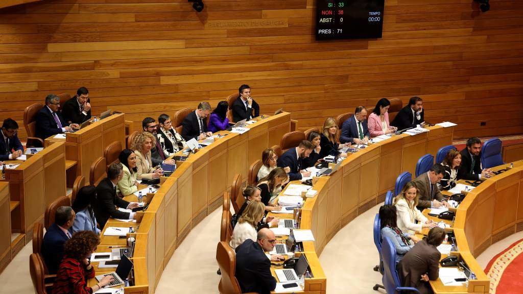 A bancada popular do Parlamento da Galiza, esta terza feira. (Foto: Arxina)