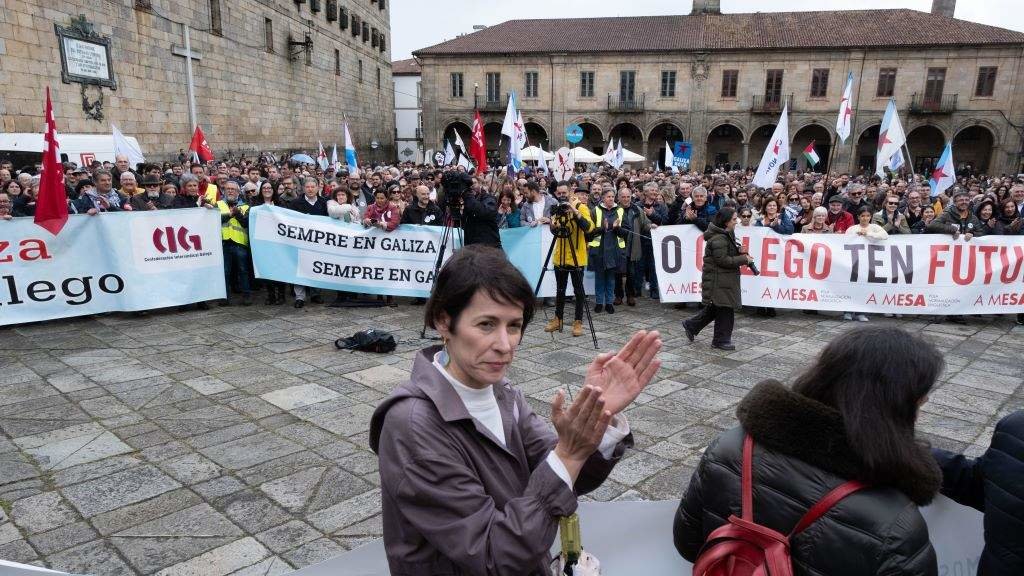 Manifestación en Compostela convocada por Queremos Galego. (Foto: César Arxina / Europa Press)