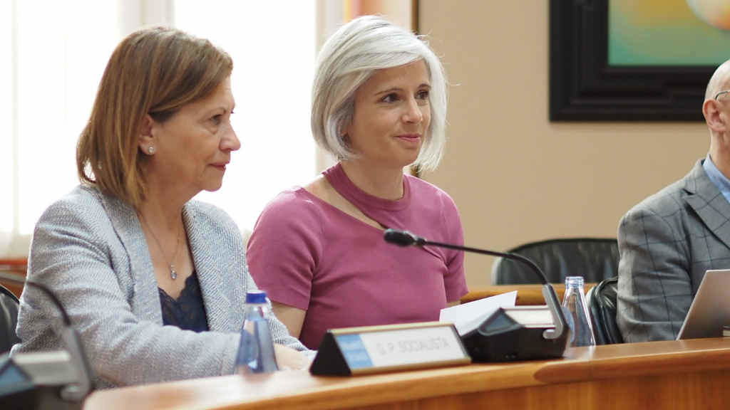 Patricia Igrexas, á dereita, no Parlamento galego (Foto: Nós Diario).