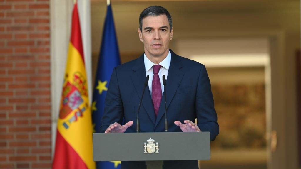 O presidente do Goberno español, Pedro Sánchez, compareceu na Moncloa (Foto: Moncloa).