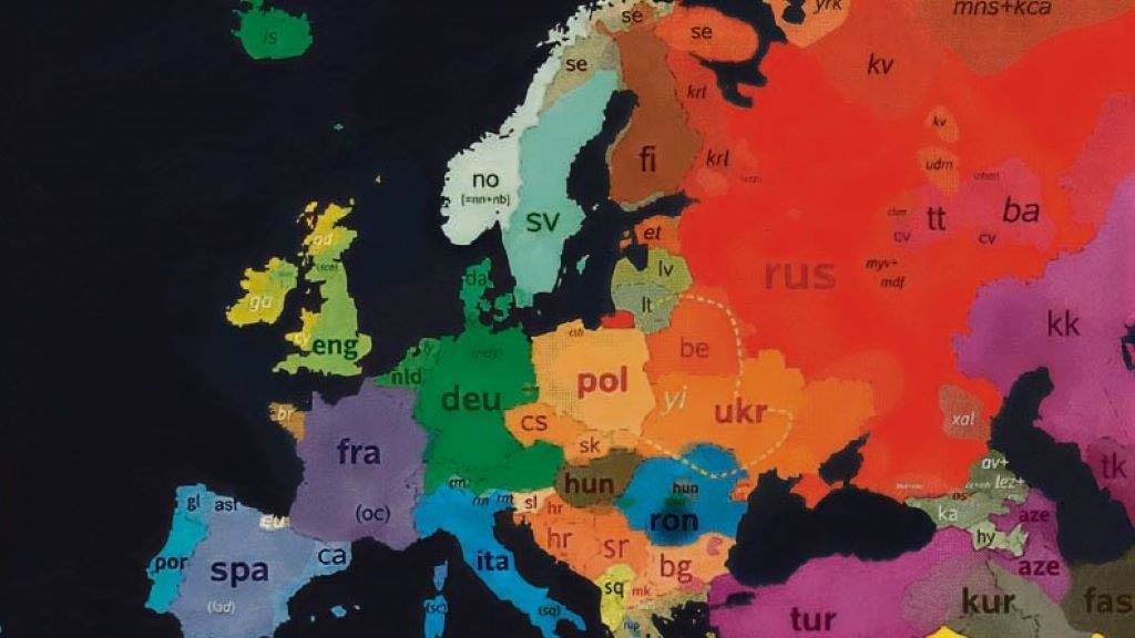Mapa das linguas da Unión Europea.