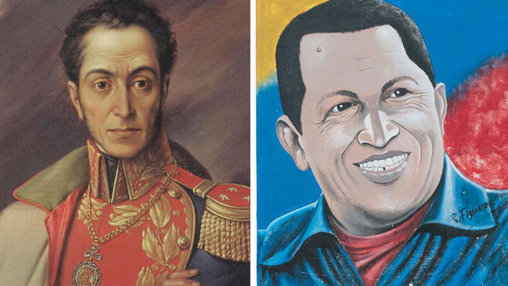 Simón Bolívar e Hugo Chávez. (Foto: José Toro Moreno / Wilfredor).