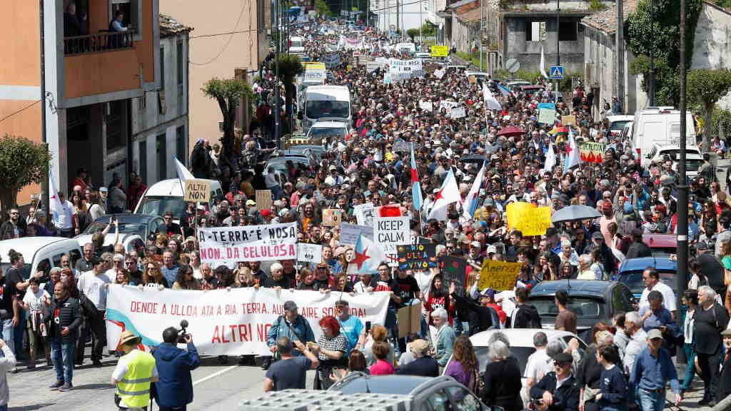 Manifestación contra o macroproxecto de Altri en Palas de Rei o pasado 26 de maio. (Foto: Carlos Castro / Nós Diario).
