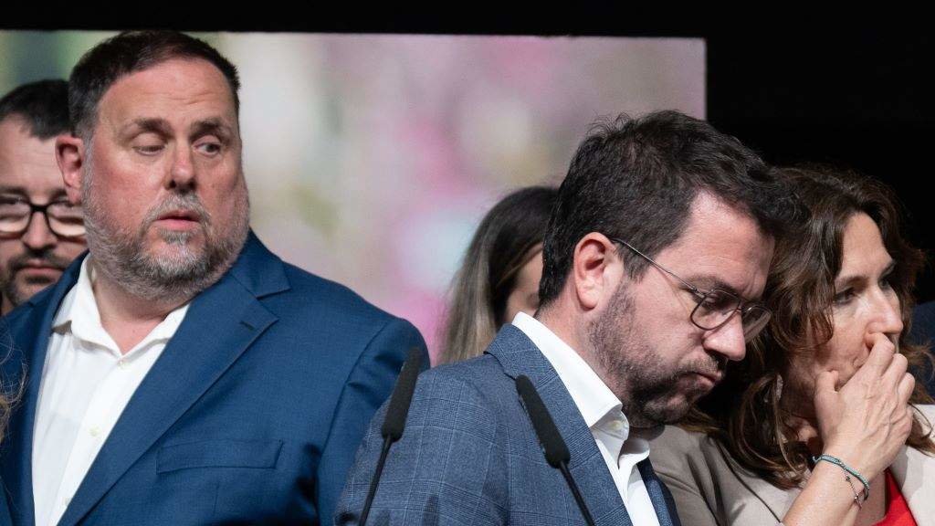 Oriol Junqueras e Pere Aragonès, após coñeceren os resultados das eleccións catalás do pasado 12 de maio. (Foto: David Zorrakino / Europa Press)