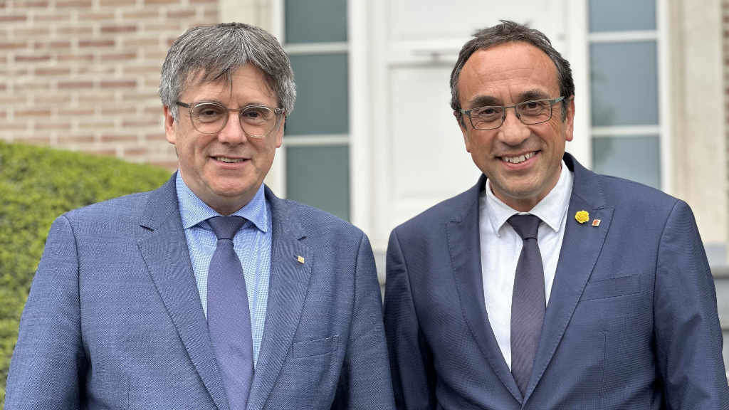 Carles Puigdemont e Josep Rull a quinta feira. (Foto: Junts)
