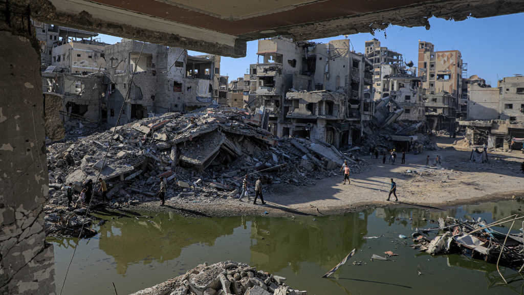 A cidade de Khan Younis, en Gaza, o pasado domingo. (Foto: Rizek Abdeljawad / Xinhua News / ContactoPhoto)