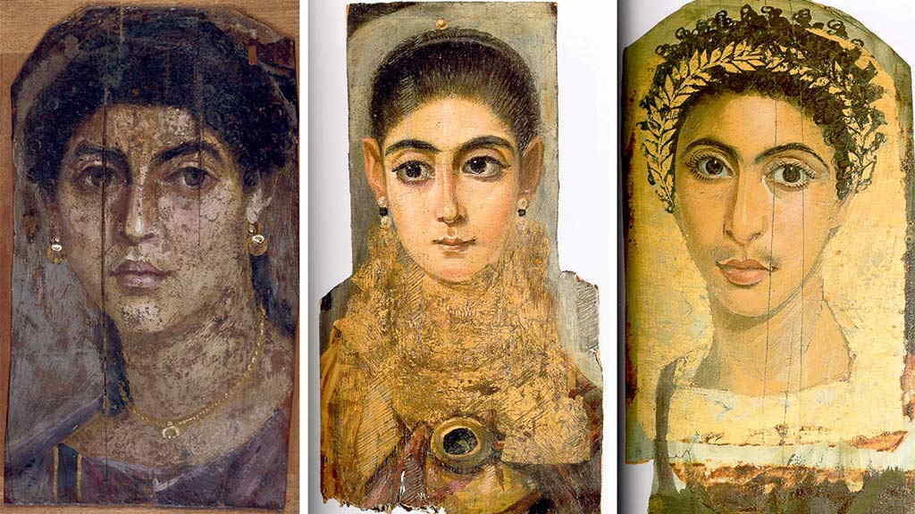 Retratos de momias de Al-Fayum. (Foto: British Museum / Louvre / Museo Exipcio de Berlín).