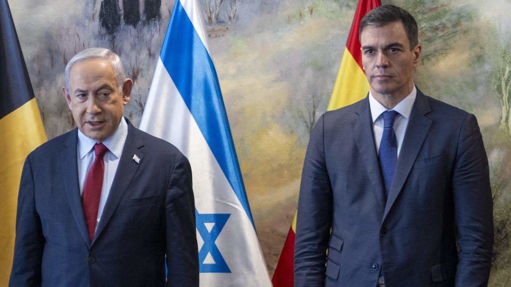 Benjamin Netanyahu e Pedro Sánchez, durante unha visita do segundo a Israel en novembro de 2023 (Foto: Belga / Europa Press).