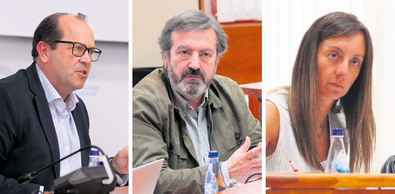 O presidente de Sogama, Javier Domínguez; Luís Bará (BNG) e Paloma Castro (PSdeG). [Fotos: Xunta da Galiza | Nós Diario]