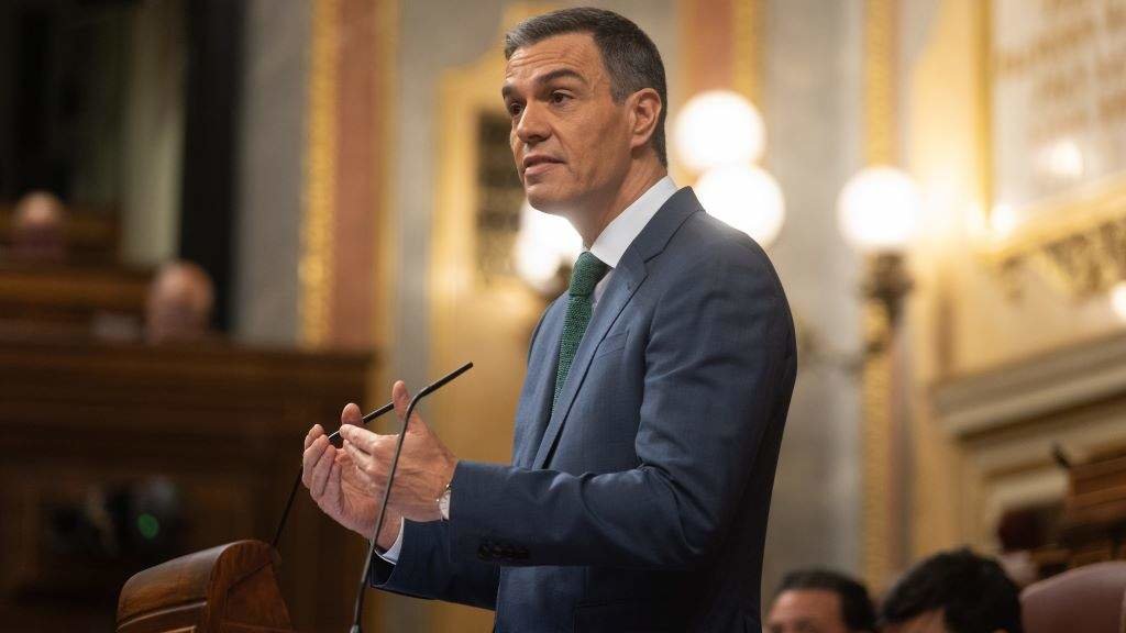 O presidente do Goberno do Estado español, Pedro Sánchez, esta cuarta feira durante a súa comparecencia no Congreso (Foto: Eduardo Parra / Europa Press).