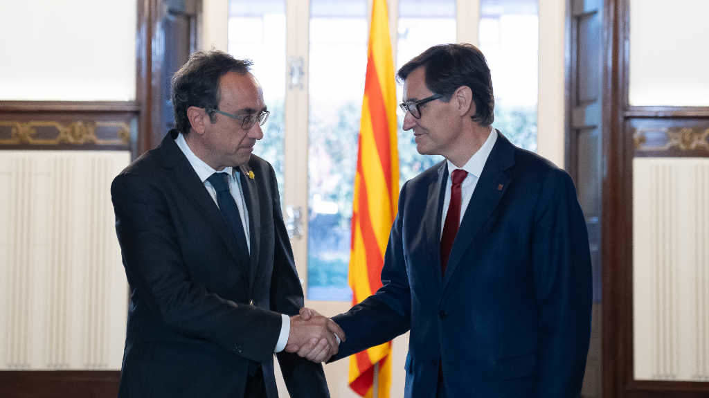 Josep Rull e Salvador Illa a terza feira. (Foto: David Zorrakino / Europa Press)