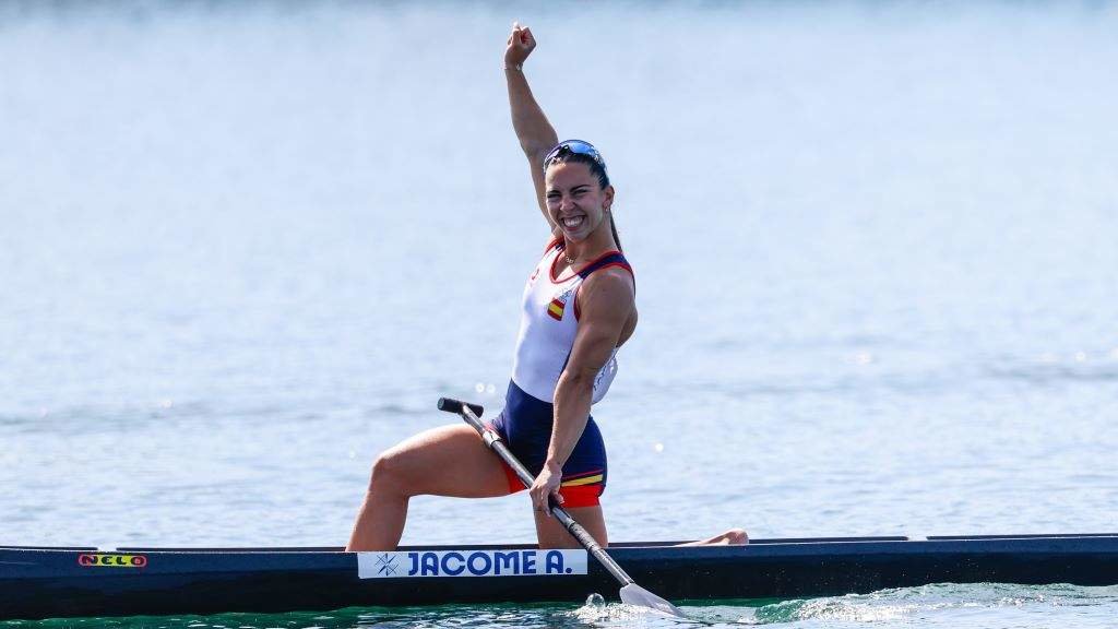 A pontevedresa Antía Jácome celebrando o pase á final do C1 200. (Foto: AFP7 / Europa Press)