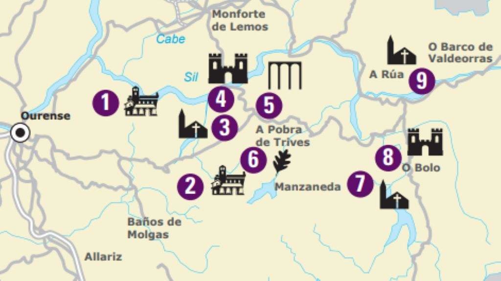 Puntos destacados do roteiro. (Mapa: Nós Diario)