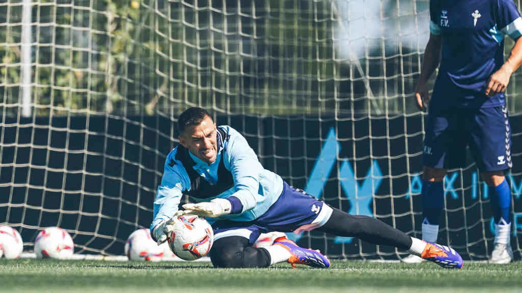 Guaita adestrando onte na cidade deportiva Afouteza. (Foto: RC Celta).