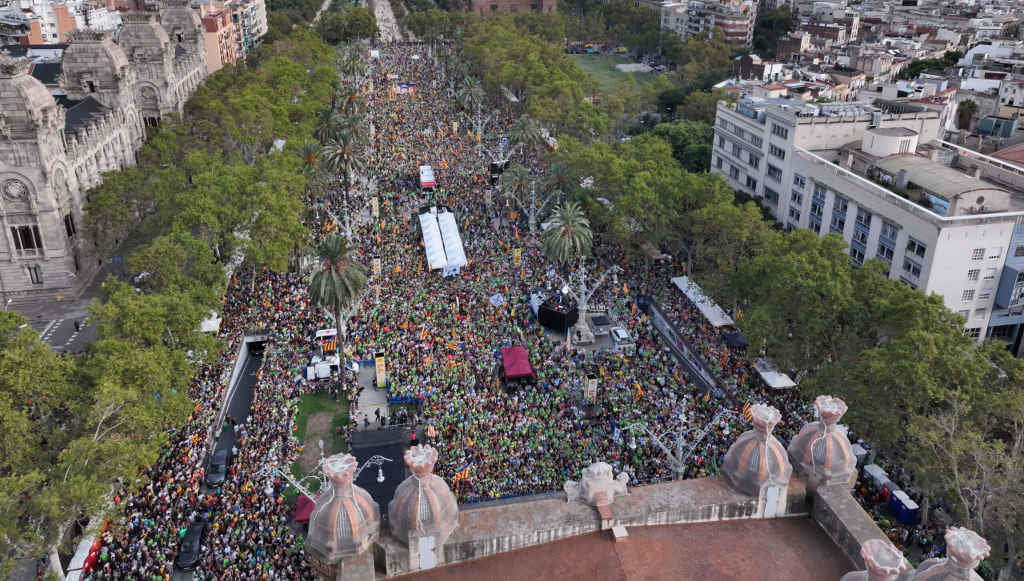 Manifestación en Barcelona a cuarta feira. (Foto: ANC)