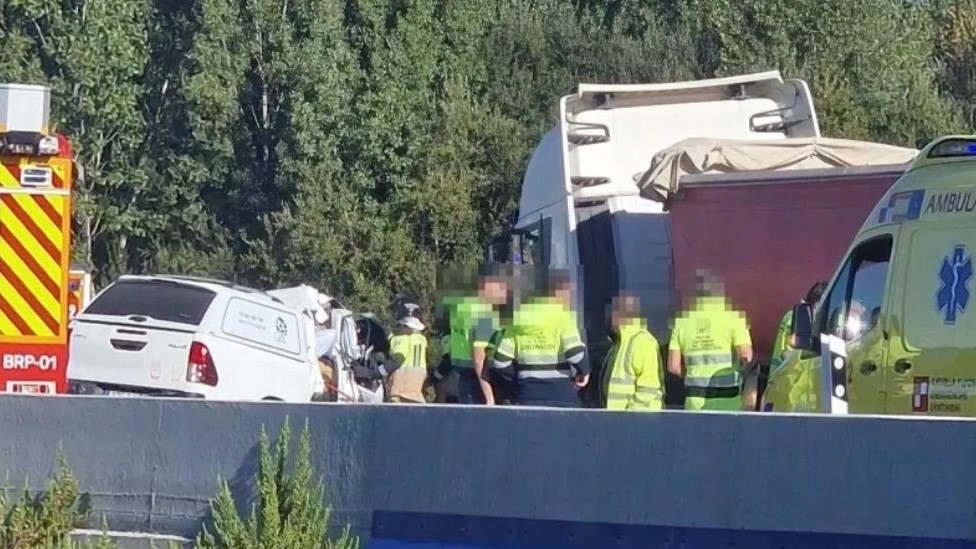 Lugar do accidente en Carracedo. (Foto Infobierzo vía 112 Castela e León)