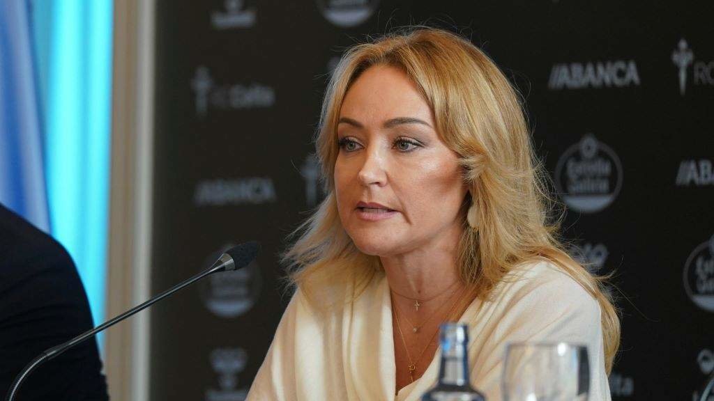 A presidenta do Real Club Celta, Marián Mouriño, esta quinta feira, en rolda de prensa. (Foto: RC Celta)