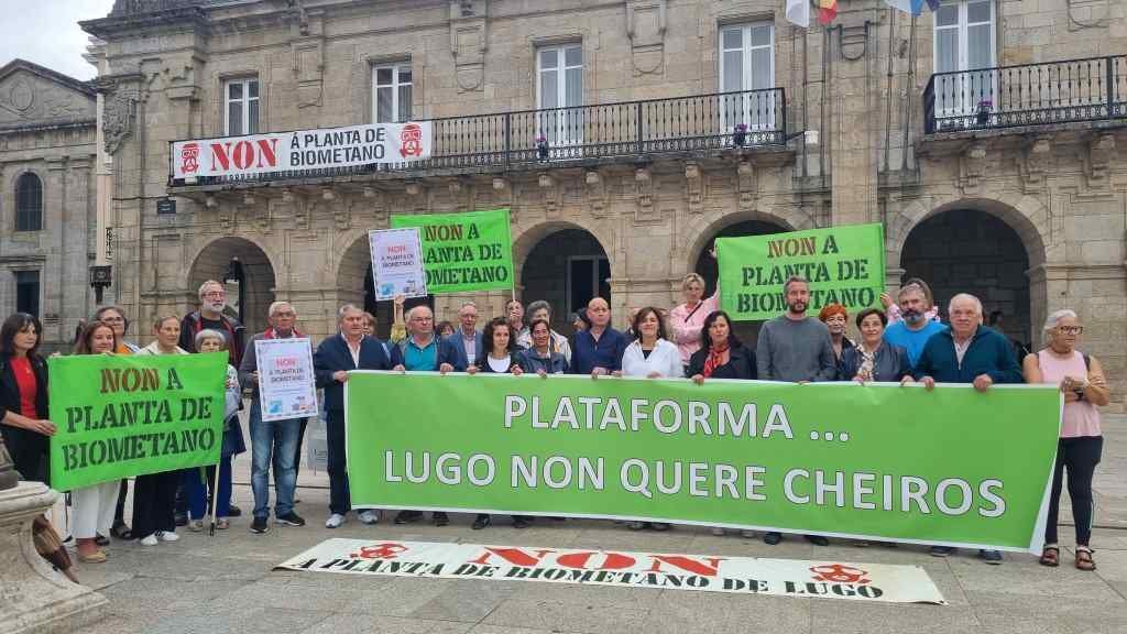 Mobilización contra a planta de Coeses, esta sexta feira en Lugo. (Foto: Nós Diario)