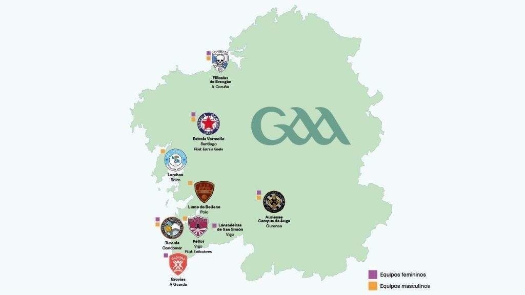 Mapa cos equipos confirmados para as ligas masculina e feminina da Galiza na tempada 2024-25. (Elaborado por Nós Diario)